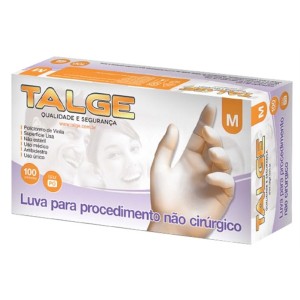 LUVA VINIL TALGE  S/PO TAM M C/100 UND